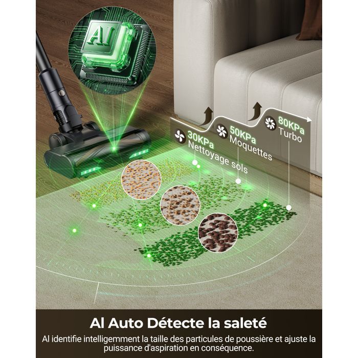 Proscenic P20 Draadloze steelstofzuiger - Nat/droog - 80 kPa - Automatische vermogensregeling - 70 min. looptijd - Zelfstandig staand - GreenEye