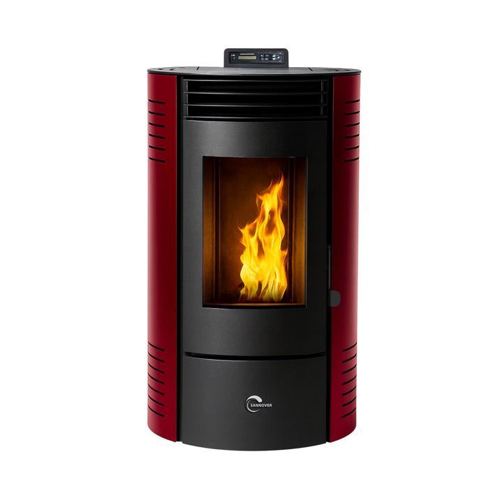 Poêle à granulés étanche Azora 11,6 kW Bordeaux Sannover + Kit d'installation