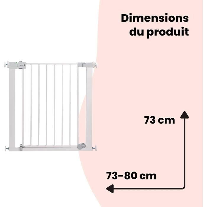 SAFETY 1ST Barrière de sécurité enfant 73-80cm, Blanc, métal, Auto Close, 4 points de pression