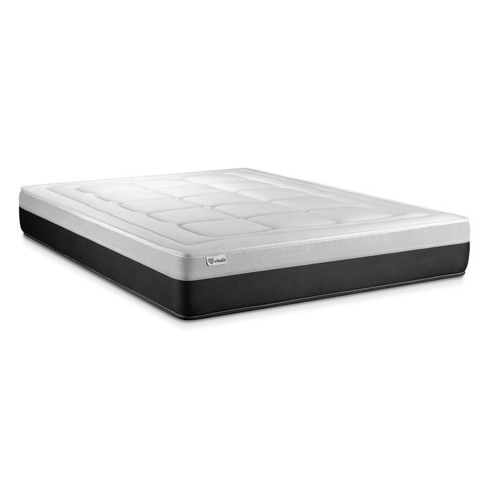 Conjunto de colchón y base de cama de 140x200 cm - Base de cama gris (requiere montaje) - Vital Form Gris