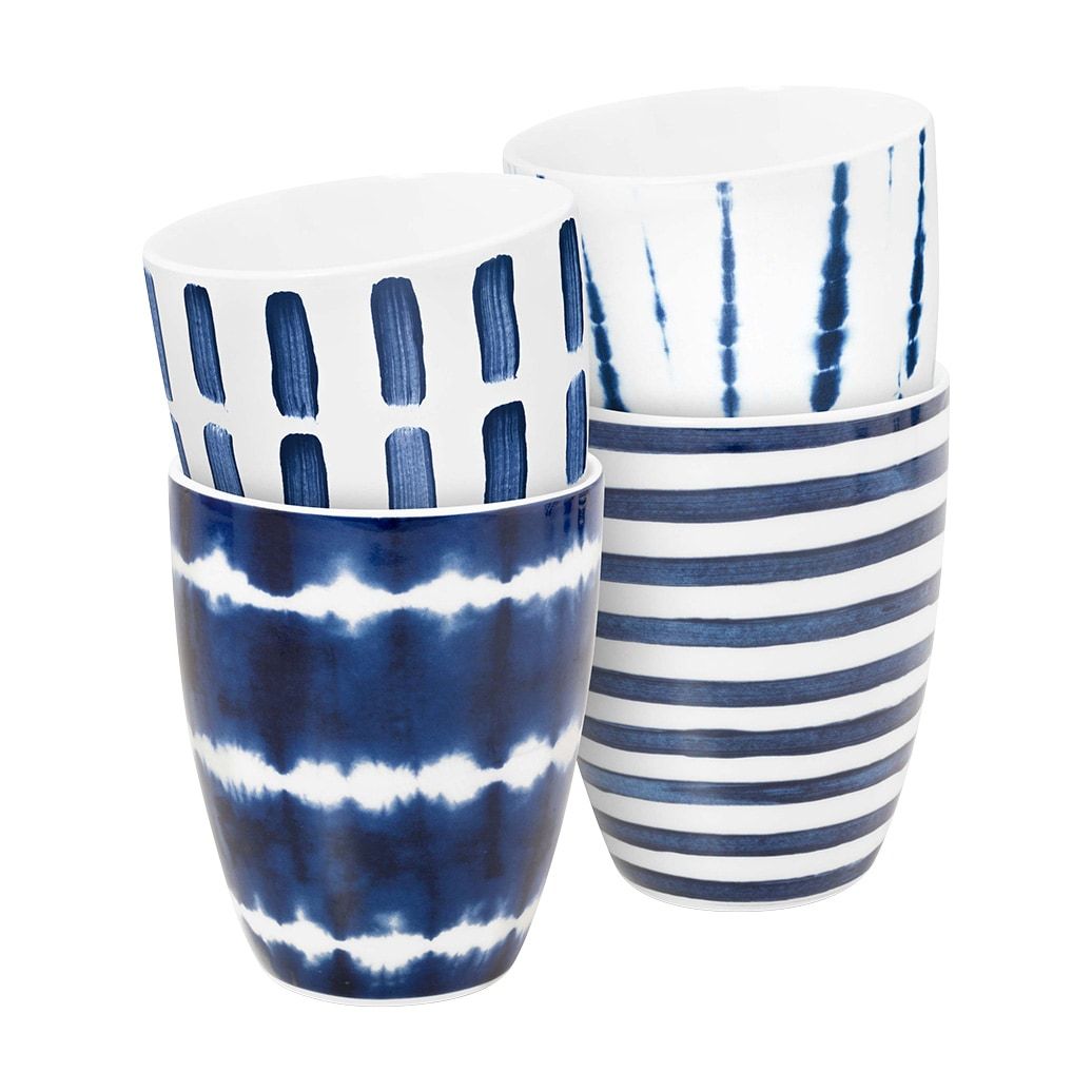 vtwonen Šolje Plavo-bijele (Set od 4) - 400 ml