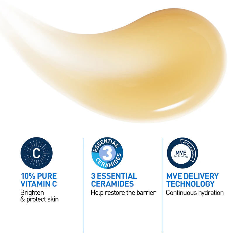 Sérum Renovador de Pele com Vitamina C da CeraVe é um sérum iluminador com vitamina C que renova a barreira protetora da pele.