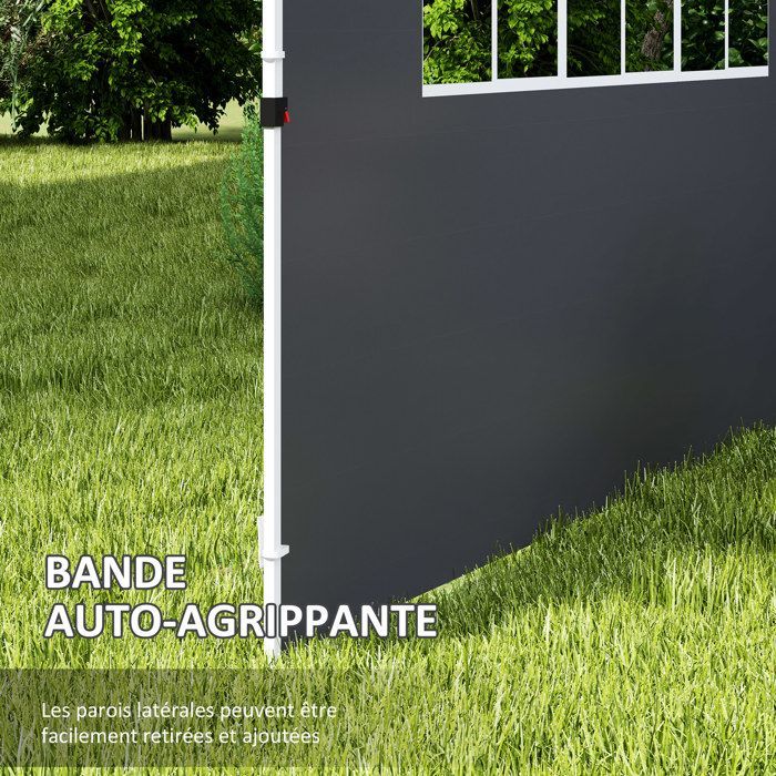Parois latérales pour tonnelle - Outsunny - lot de 2 - pour tonnelle 3 x 3 m - tissu Oxford 210D - gris foncé
