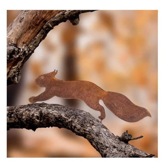 Gartendekoration – Eichhörnchen – 30 cm – Dekoratives Eisen – Natürliche Rostpatina – Für den Außenbereich