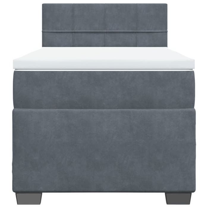 Struttura letto con materasso - Maison Exclusive - Velluto grigio scuro - 80x200 cm - Massimo relax