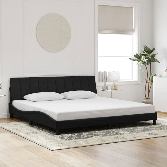 Estructura de cama vidaXL con luces LED, tapizada con somier de láminas, cama doble, cama para adultos, moderna, negra, 200x200 cm