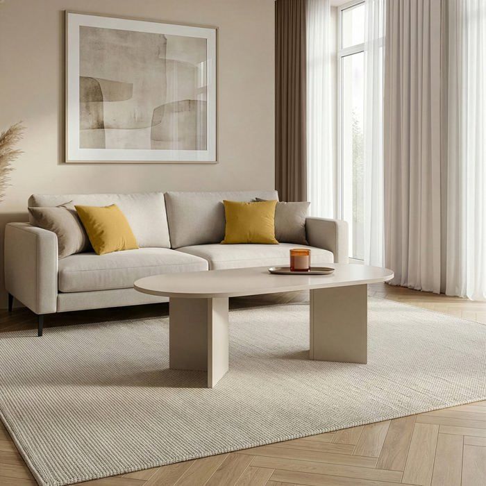 CALICOSY - Tavolino ovale L119 cm - IRIS - Cashmere