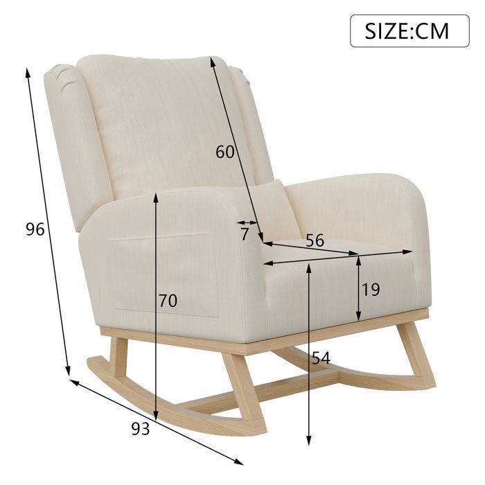 Mecedora - TANANT - Beige - Bolsillo de almacenamiento - Estilo escandinavo - 150 kg