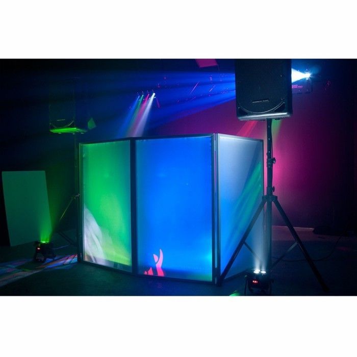 Paquete de iluminación para DJ 1200 x 700 Panel frontal - Ibiza FOGGY-ASTRO Máquina de humo iluminada - Soporte para tablet - 2 soportes para altavoces