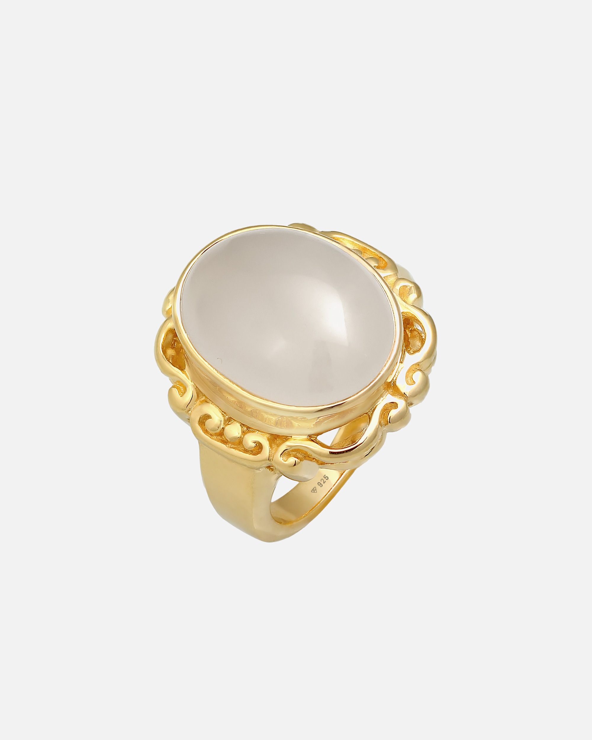 Elli PREMIUM Femmes Vintage Chunky Trend Blogger avec pierre de lune en argent sterling 925 plaqué or