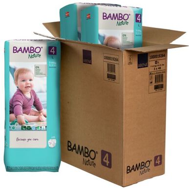 Pañales ecológicos Bambo Nature para niños y niñas, 0% perfume, paquete XL, talla 4, 7-14 kg, 48 unidades.