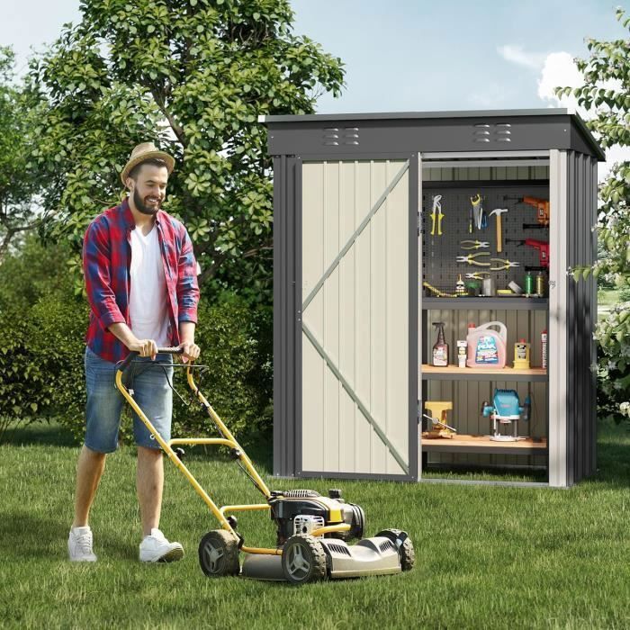 Casetta da giardino - BEALIFE - BEALIFE 162x94x182 cm - Acciaio zincato - Porta con serratura - Impermeabile e resistente ai raggi UV