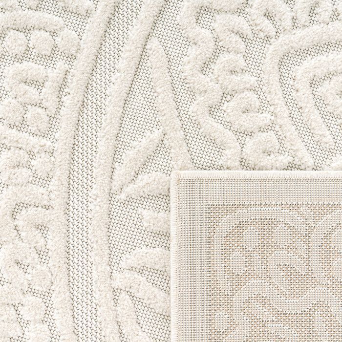Paco Home Tapis Salon Chambre Adulte Poils Ras Motif Boho Motif Oriental Motif Fleuri Crème Crème 80x150 cm