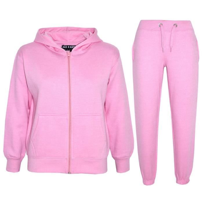 Chándal con capucha y pantalón de chándal para niña - Rosa - Manga larga - Edades 2-13