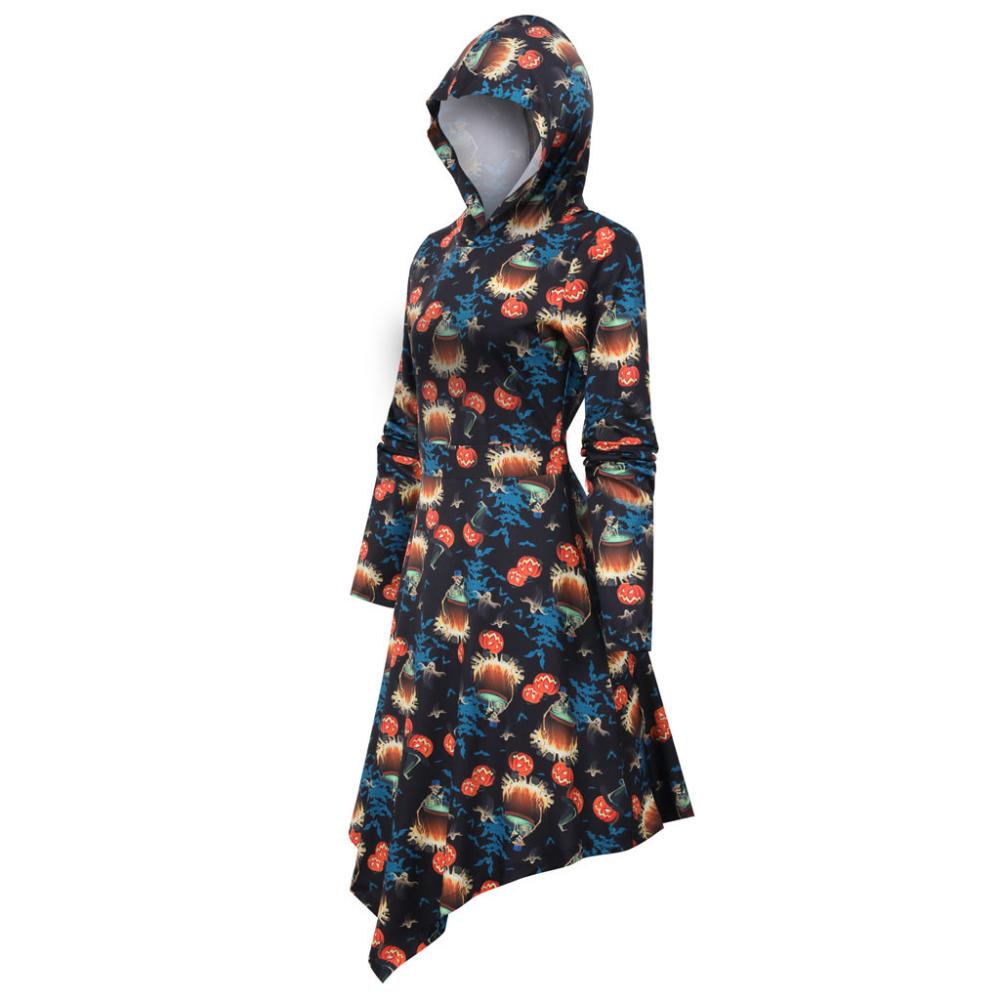 Abito con cappuccio 2020 Vintage Abito a maniche lunghe per Halloween Abiti casual alla moda eleganti da donna Abiti da festa da sera da donna Vestidos
