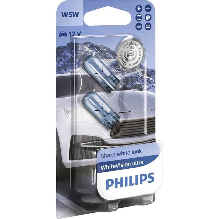 2 bombillas Philips White Vision Xenon Look W5W para luz nocturna