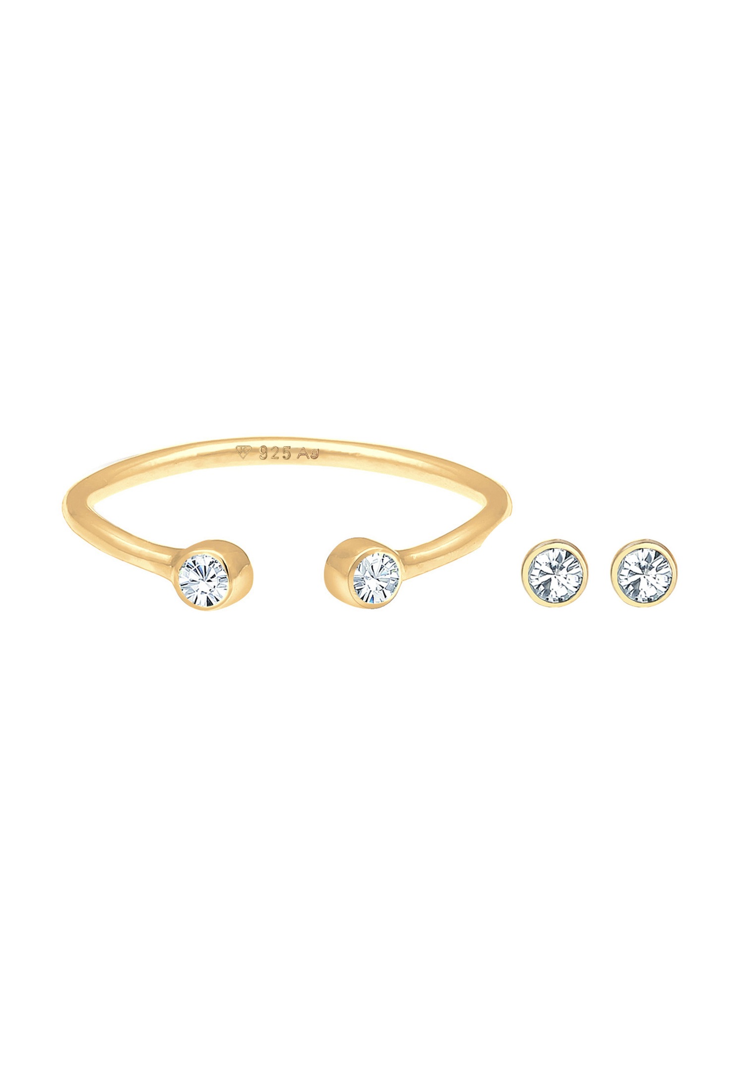 Elli Femmes Solitaire Ouvert Set Clous d'oreilles avec cristaux en argent sterling 925