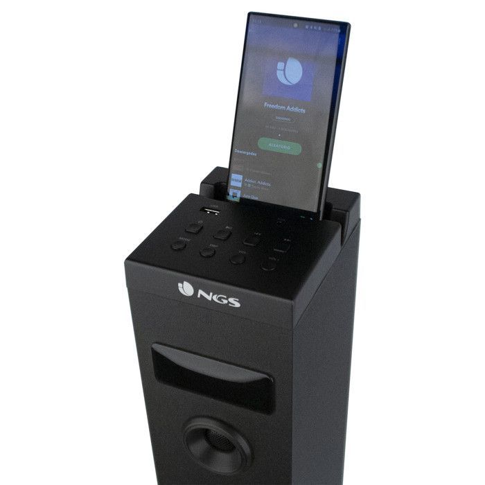NGS SKYCHARM 50W Bluetooth-tornikaiutin kaukosäätimellä, optisella tulolla, USB:llä, FM-radiolla ja AUX-tulolla (musta)