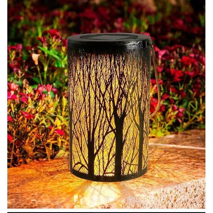 Hollow Metal Forest-Shaped Hanging Solar Lanterns - Waterproof LED Garden Decoration Lantern