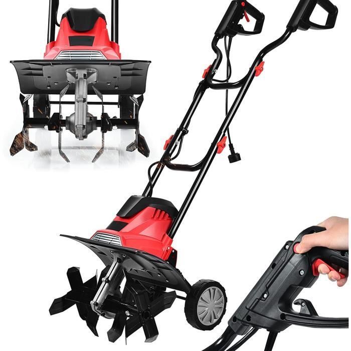 RELAX4LIFE 1200W Electric Tiller at 365 RPM, 35cm Working Width and 4 Blades, Folding Handle & Safety Button