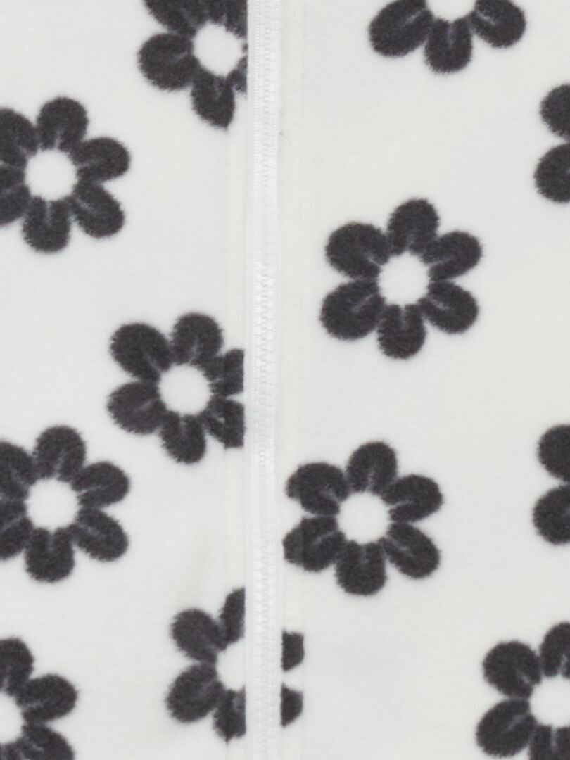 Bedrukte fleece sweater met rits - WIT