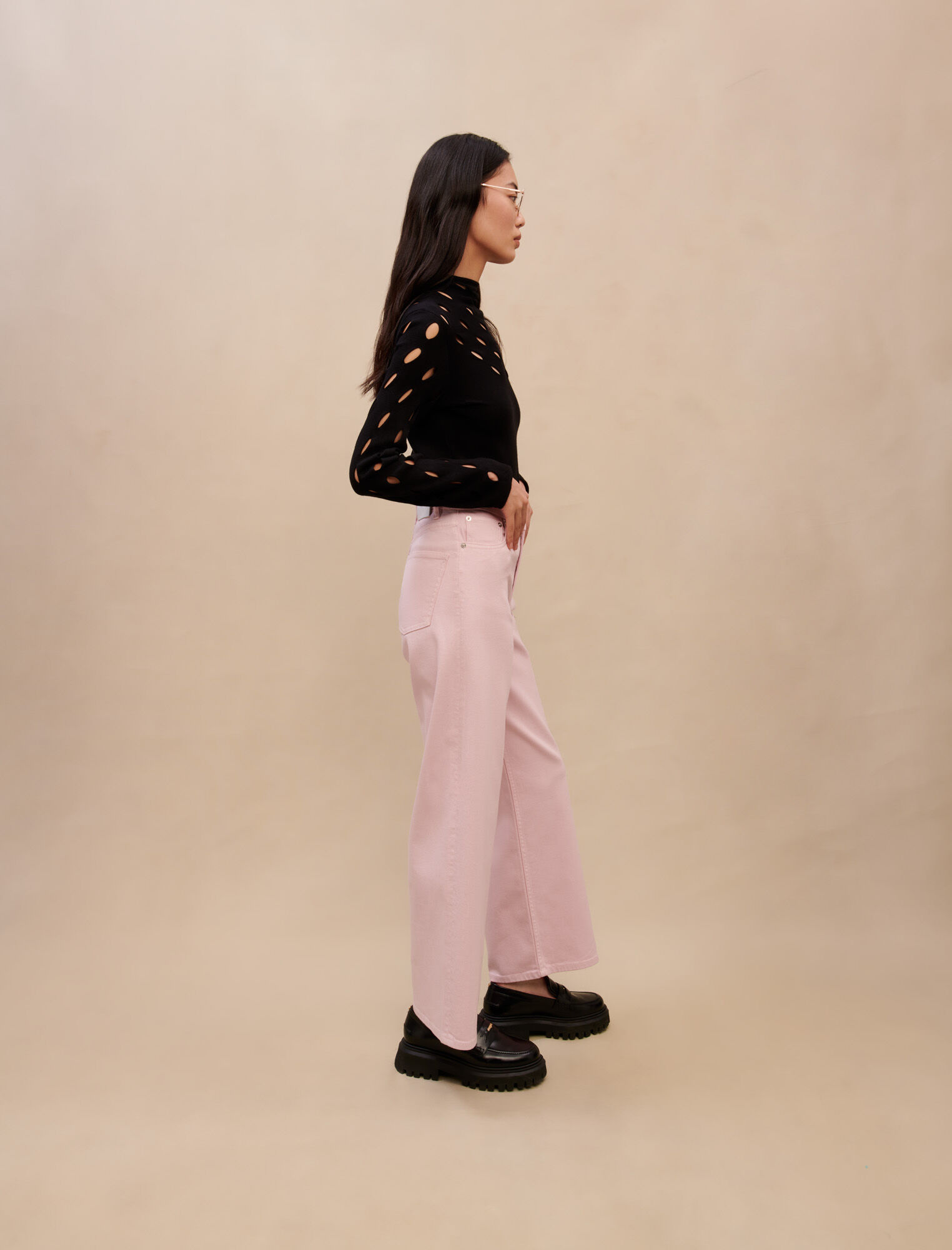 Roze jeans met wijde pijpen - Parma
