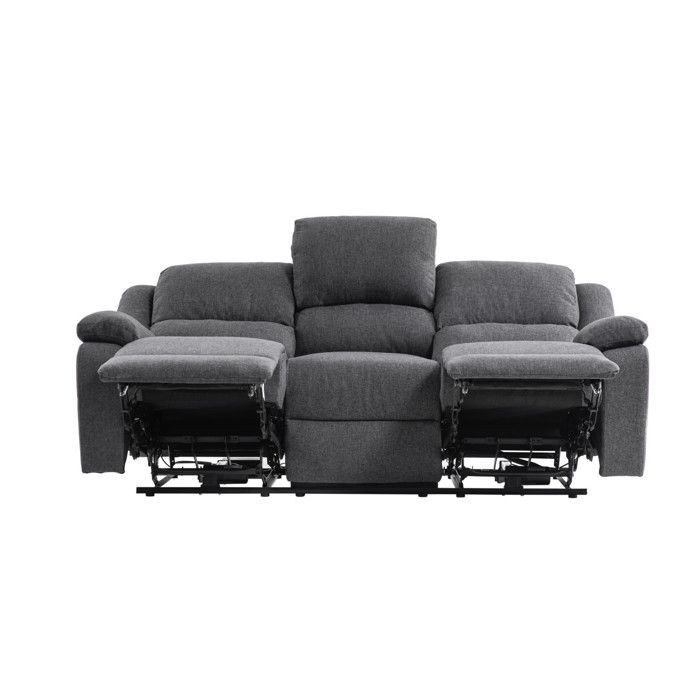 Canapé de Relaxation électrique 3 places en Tissu LEO - L193 x 93 x 96cm - LOUNGITUDE