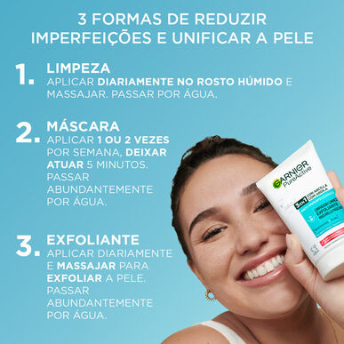 Garnier Pure Active 3 en 1 Mascarilla Exfoliante Gel Limpiador Facial Niacinamida 150 ml 150 ml