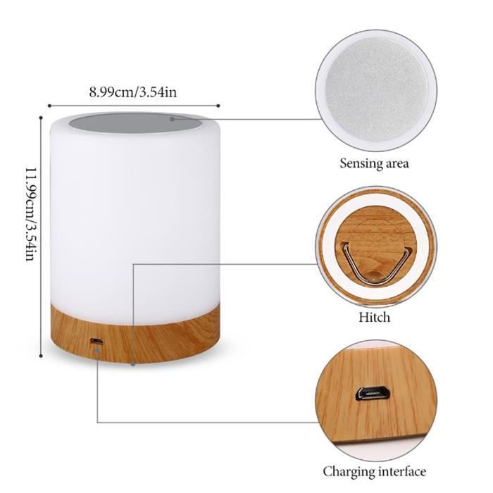Lampada da comodino a LED dimmerabile con sensore touch - SURENHAP - Rithok - 3 livelli di luminosità - colori regolabili