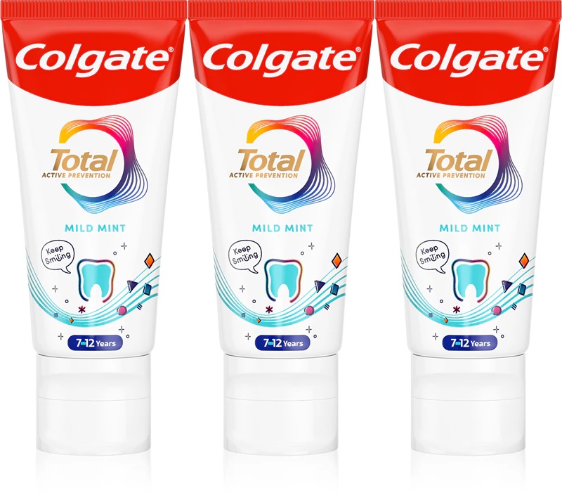 Colgate Total Junior Active Prevention Mild Mint zobu pasta rūpīgai zobu un mutes dobuma tīrīšanai bērniem