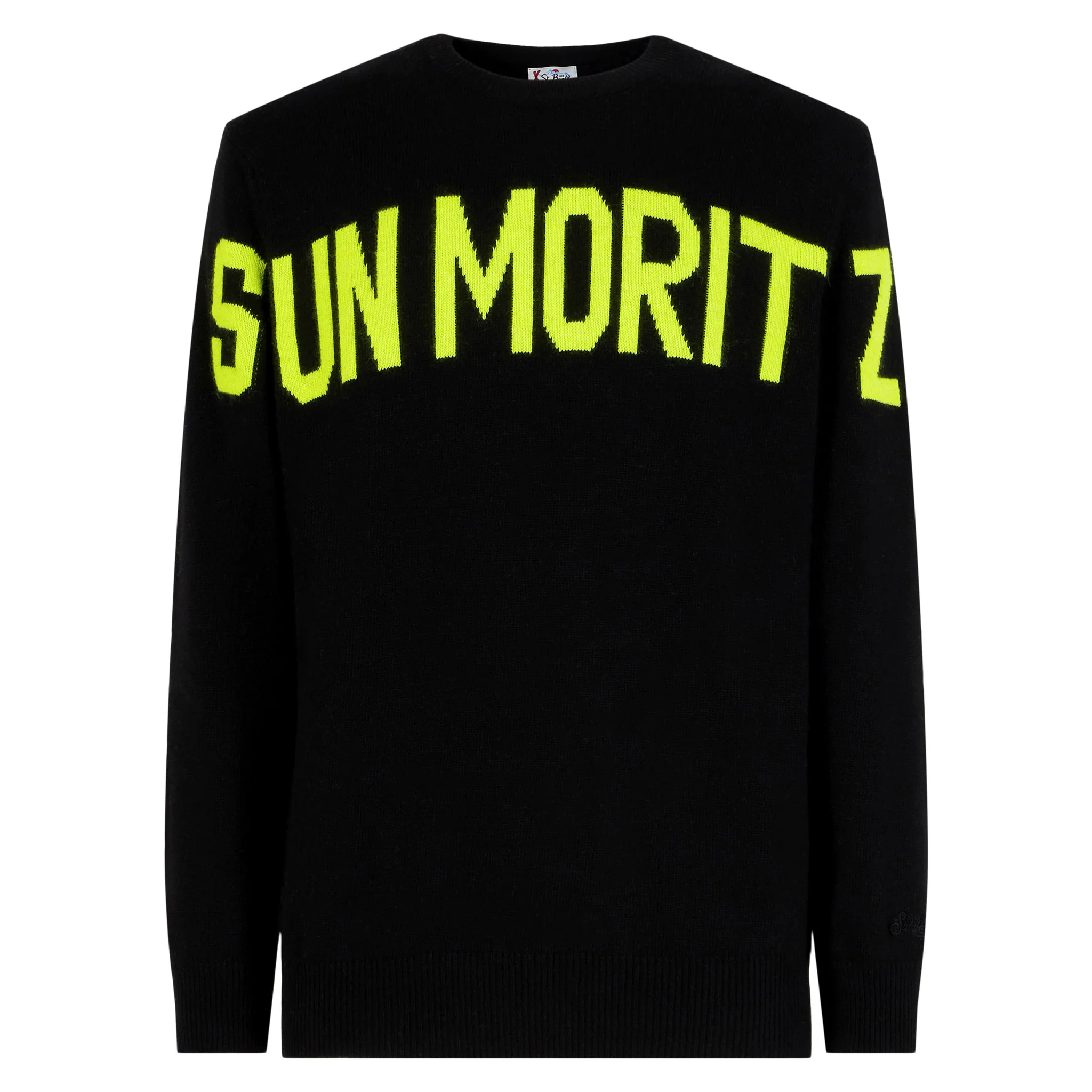 Pull jacquard noir pour homme Sun Moritz