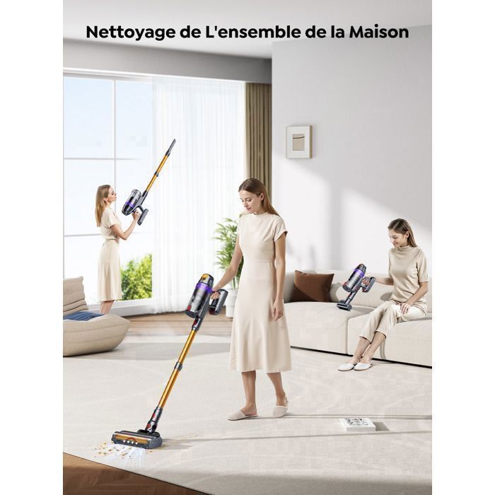 Aspirateur balai sans fil 8 en 1- BUTURE VC90 - 65Kpa/600W - Autonomie 60 Min(ECO) -Brosse Matelas -Auto-Portant
