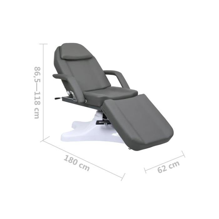 Camilla de masaje - vidaXL - 180x62x(86,5-118) cm - Gris - PVC - Rotación de 360 grados - Respaldo ajustable