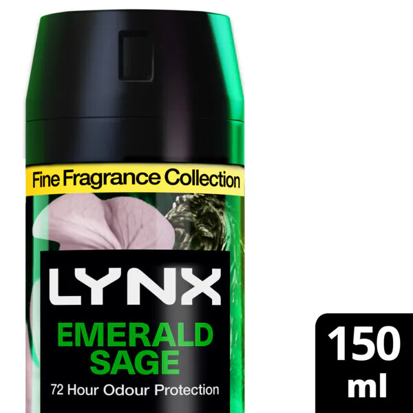 Desodorante corporal Lynx Fine Fragrance Premium, fragrância Esmeralda e Sálvia, 150ml