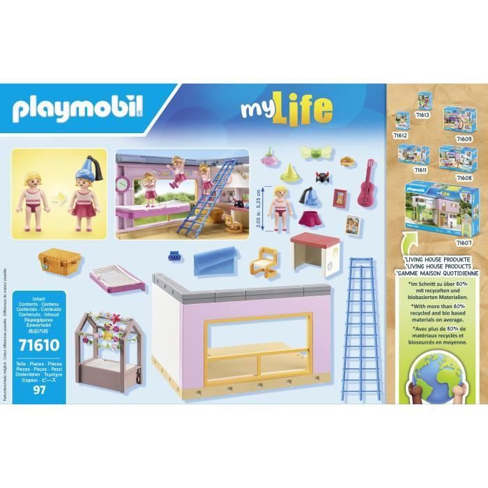 PLAYMOBIL 71610 Chambre d'enfant avec lit cabane, My Life Maison d'architecte, 97 pièces, Dès 4 ans