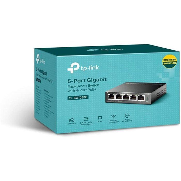 Switch Ethernet TP-LINK TL-SG105PE - 5 porte Gigabit - 4 porte PoE+ - Alloggiamento metallico compatto
