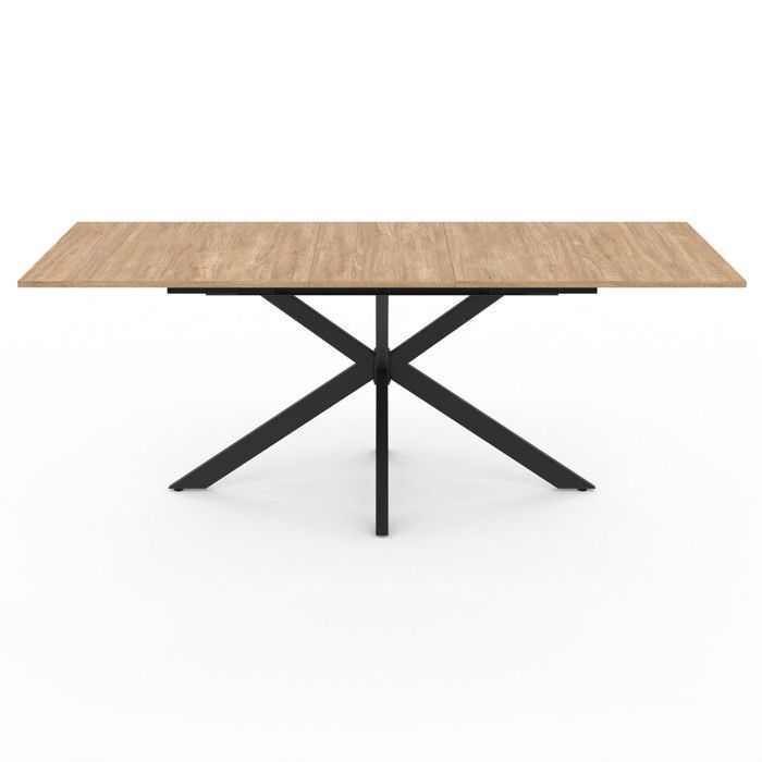 Mesa de comedor rectangular extensible IDMARKET ALIX para 6-10 personas, madera y negro, 160-200 cm