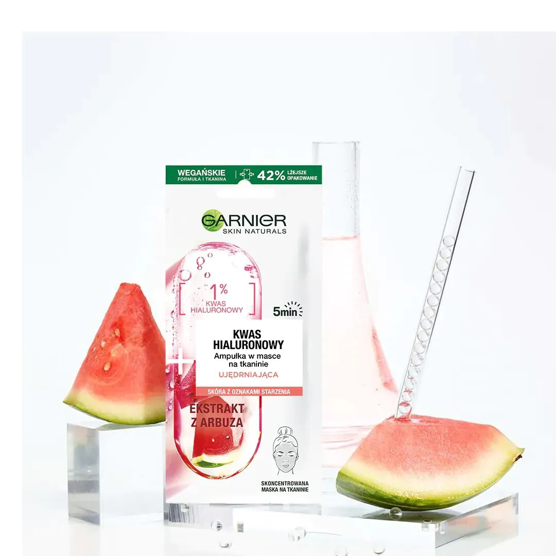 Garnier Skin Naturals Ampułka w Masce na tkaninie Ujędrniająca z kwasem hialuronowym i Ekstraktem z Arbuza