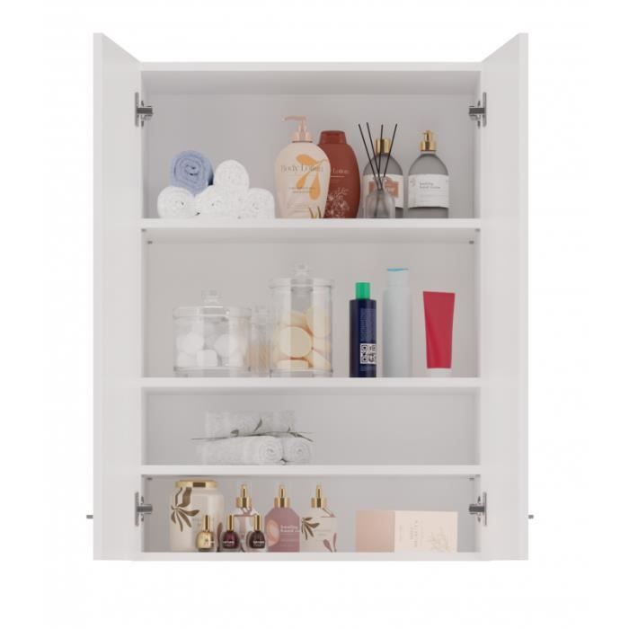 NELLIO - Armario de baño de pared - Mueble de baño colgante - Dimensiones 64x30x90 cm - Almacenamiento para el baño