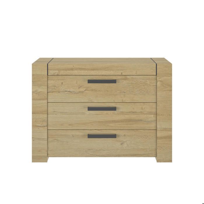 Cómoda de 3 cajones - GAMI - SOFIA - Lacada - Madera - Marrón claro