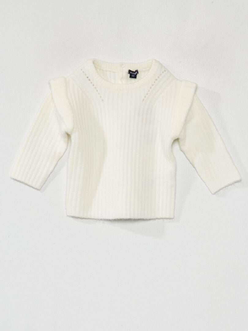 Pulover tricotat cu model - Alb