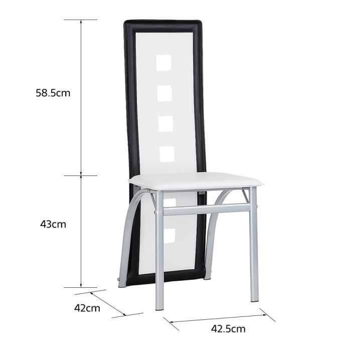 Chaise de salle à manger scandinave - DIYA - Lot de 2 - Blanc and noir - 42*42*101 CM
