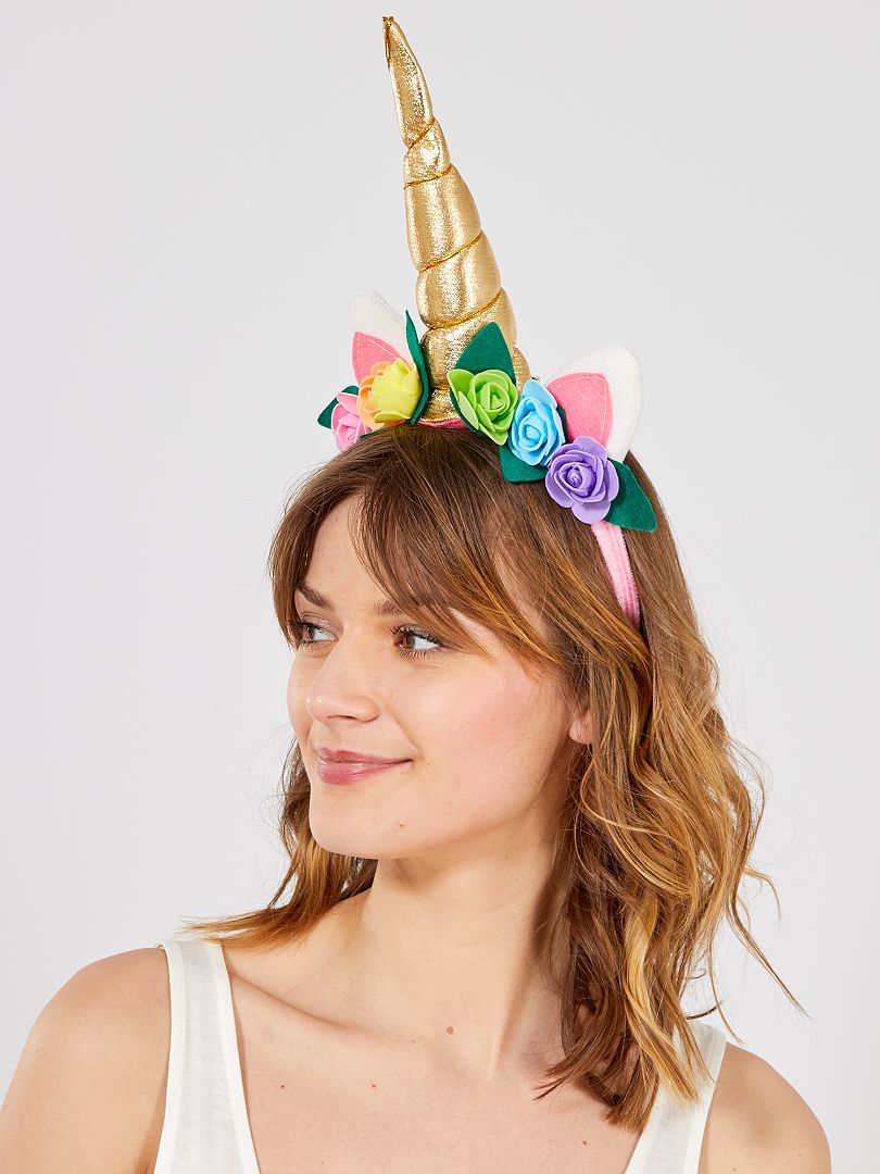 Tiara de unicórnio com flor - BRANCA