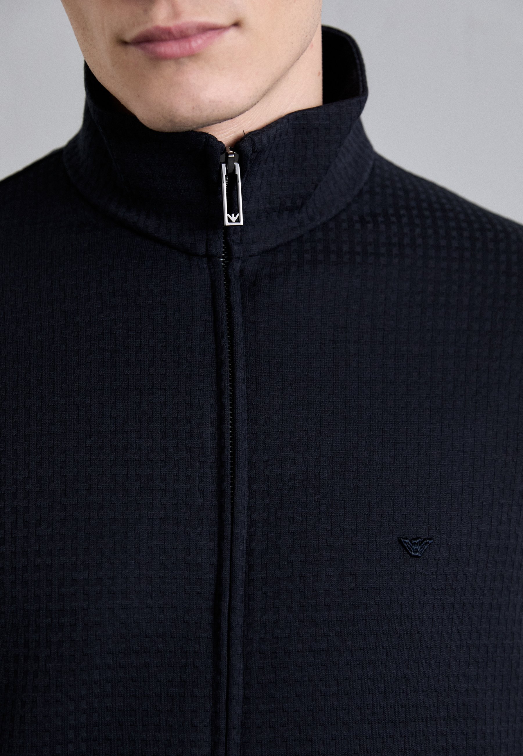 Felpa con zip Emporio Armani - blu navy elegante