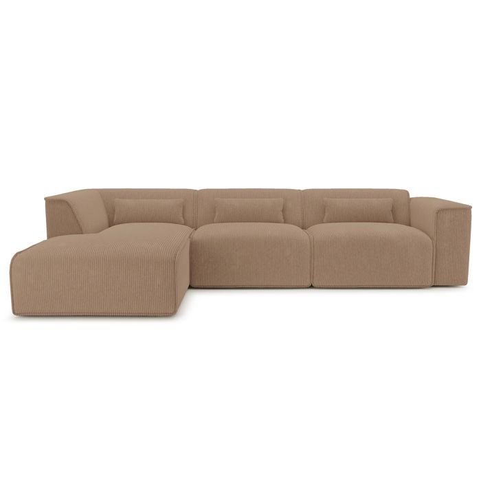 NUNA 5/6-Sitzer Ecksofa mit fester linker Seite aus braunem Cord