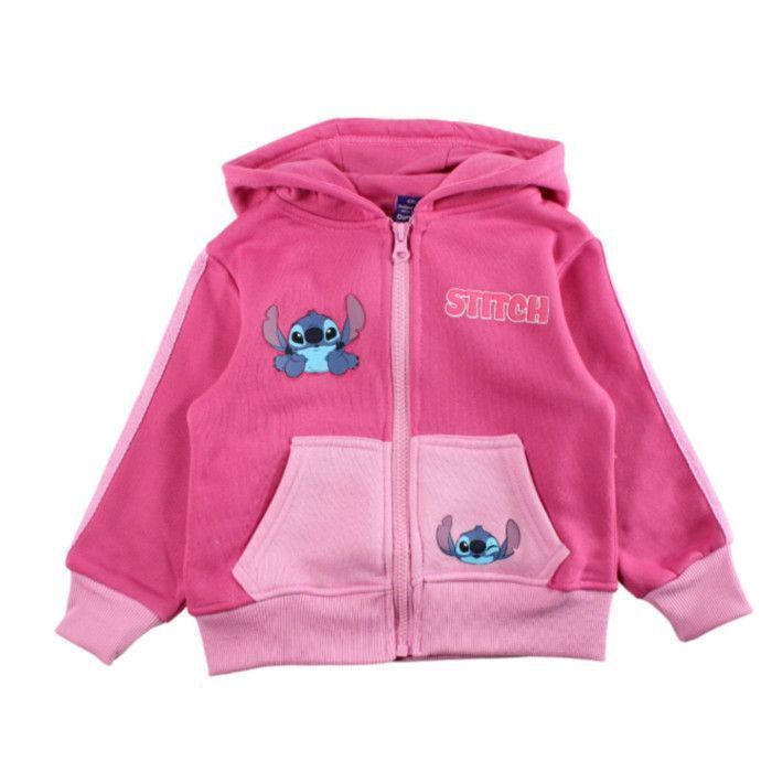 Girls' Fleece Jogging Suit, Disney Lilo & Stitch Warm Tracksuit - Fuchsia, Ages 2-8
