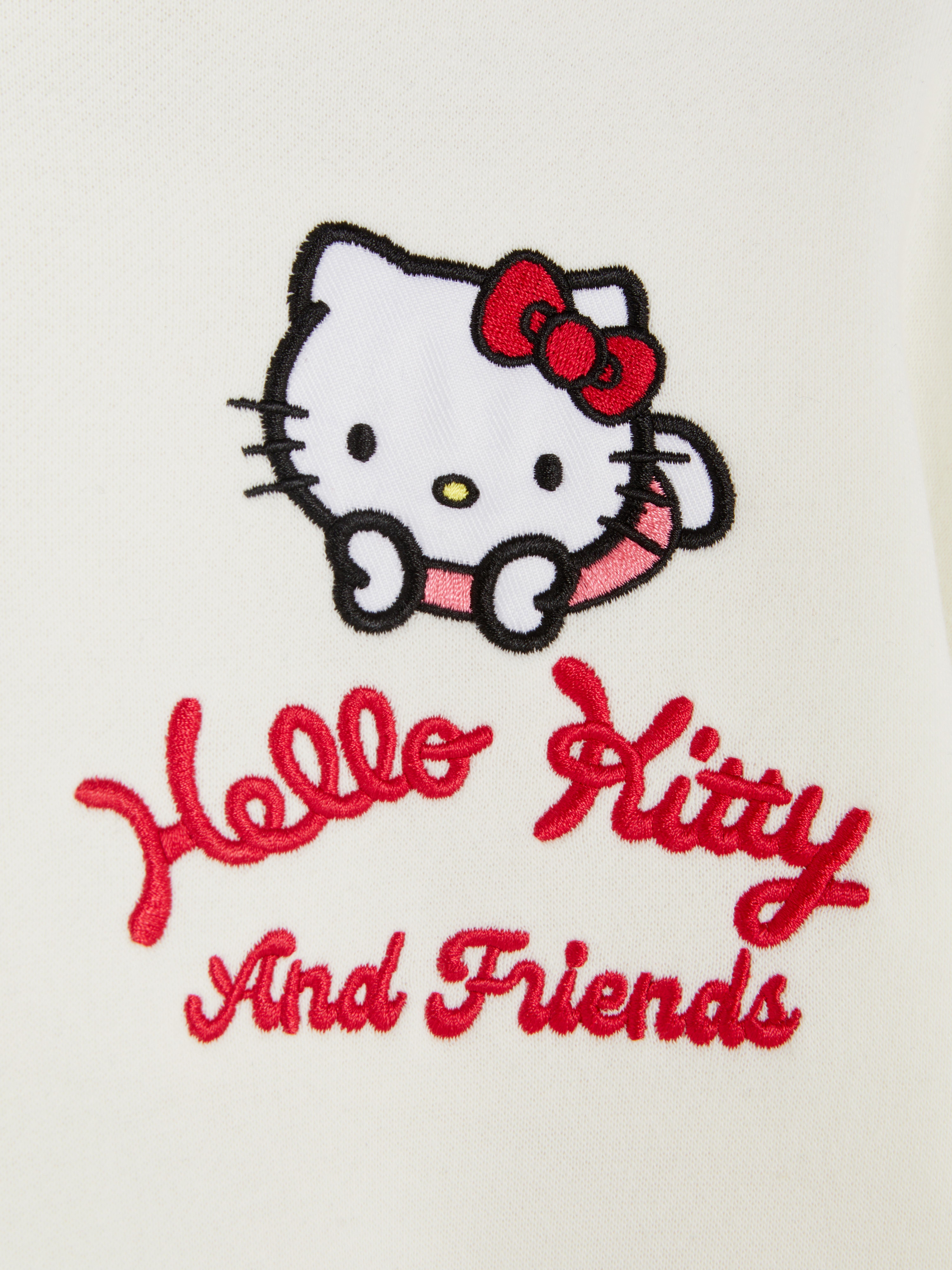 Felpa con cappuccio coordinata con stampa di Hello Kitty e amici. Una felpa con cappuccio dotata di tasca a marsupio, polsini a coste e design Sanrio.