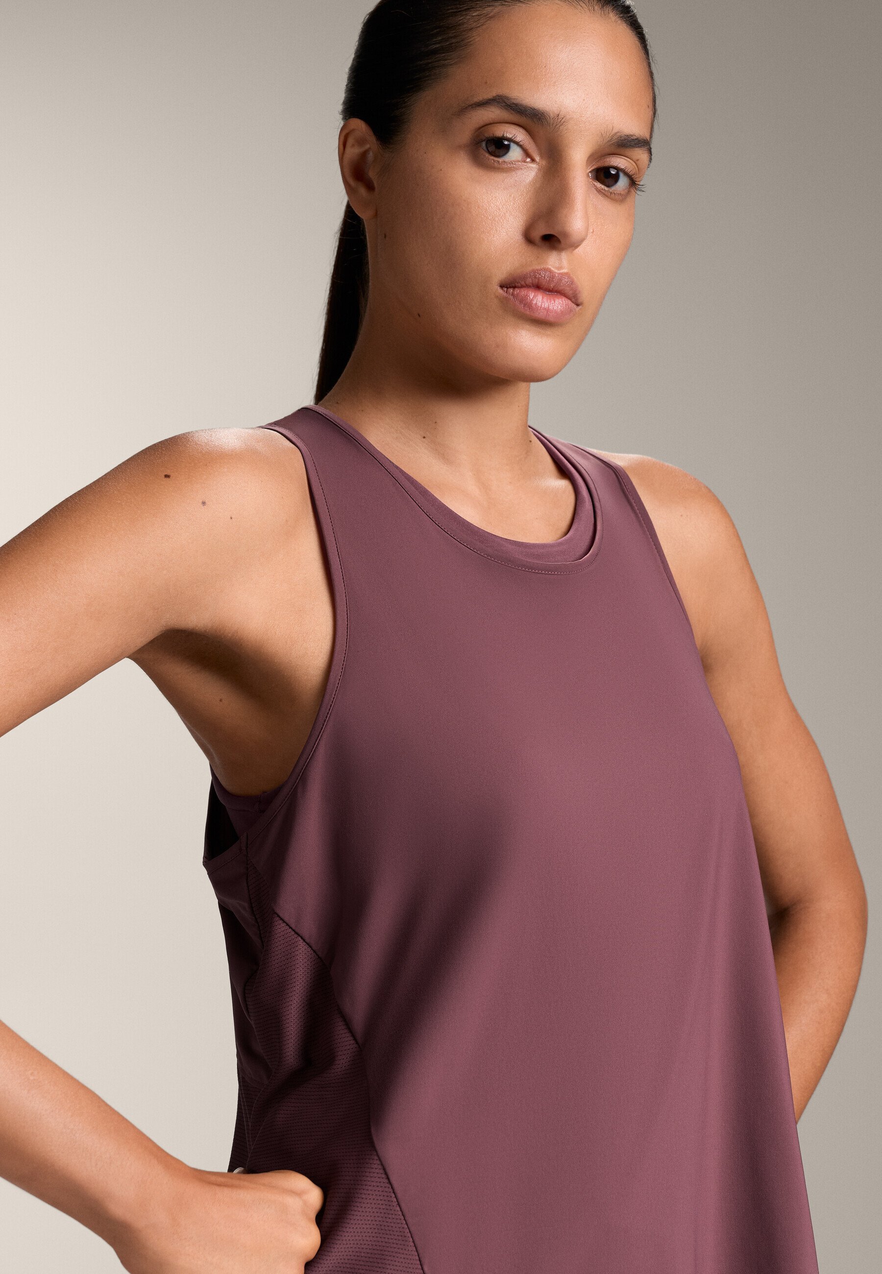OYSHO MAGLIA TECNICA SENZA MANICHE - Top - viola scuro screziato