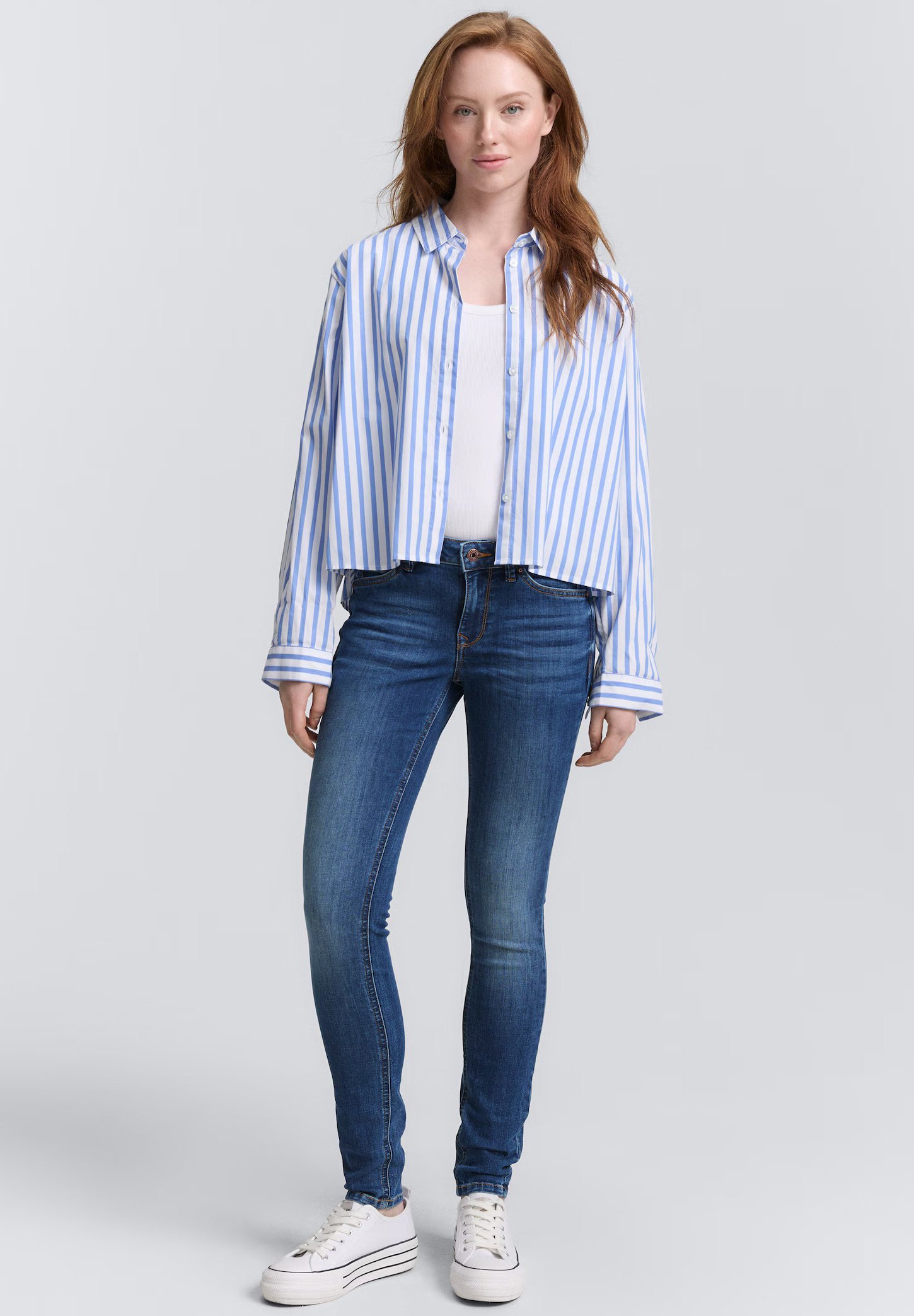 TOM TAILOR DENIM TTJONA - Skinny Fit jeans - strakke middensteenblauwe denim