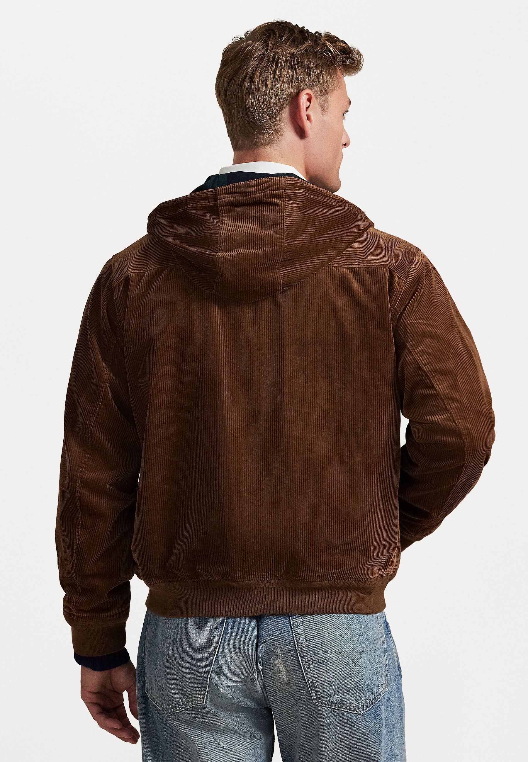 Polo Ralph Lauren corduroy hoodie - sweatshirt met rits - lichtroodbruin x
